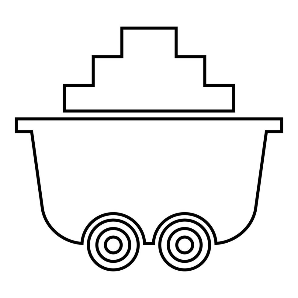 Grubenwagen oder Trolley von Kohle Symbol Farbe schwarz Abbildung: Flat Style simple Image vektor