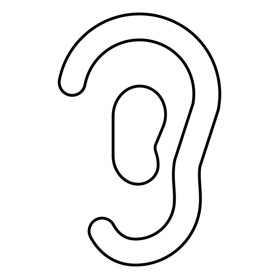 Ohr-Symbol Farbe schwarz Abbildung Flat Style simple Image vektor