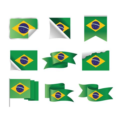 Brasilien-Flagge und Farbband eingestellt vektor