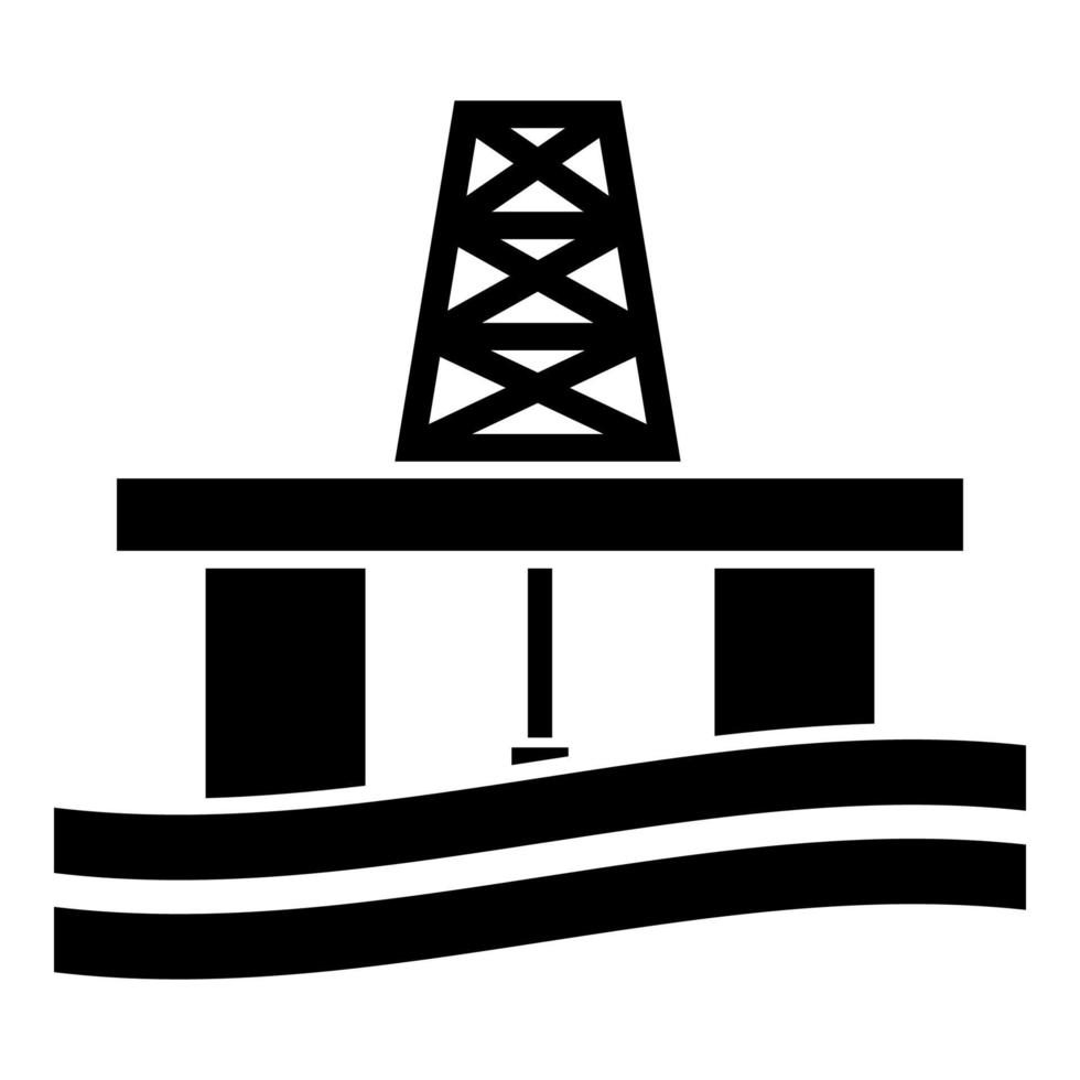 petroleum plattform ikon svart färg illustration platt stil enkel bild vektor