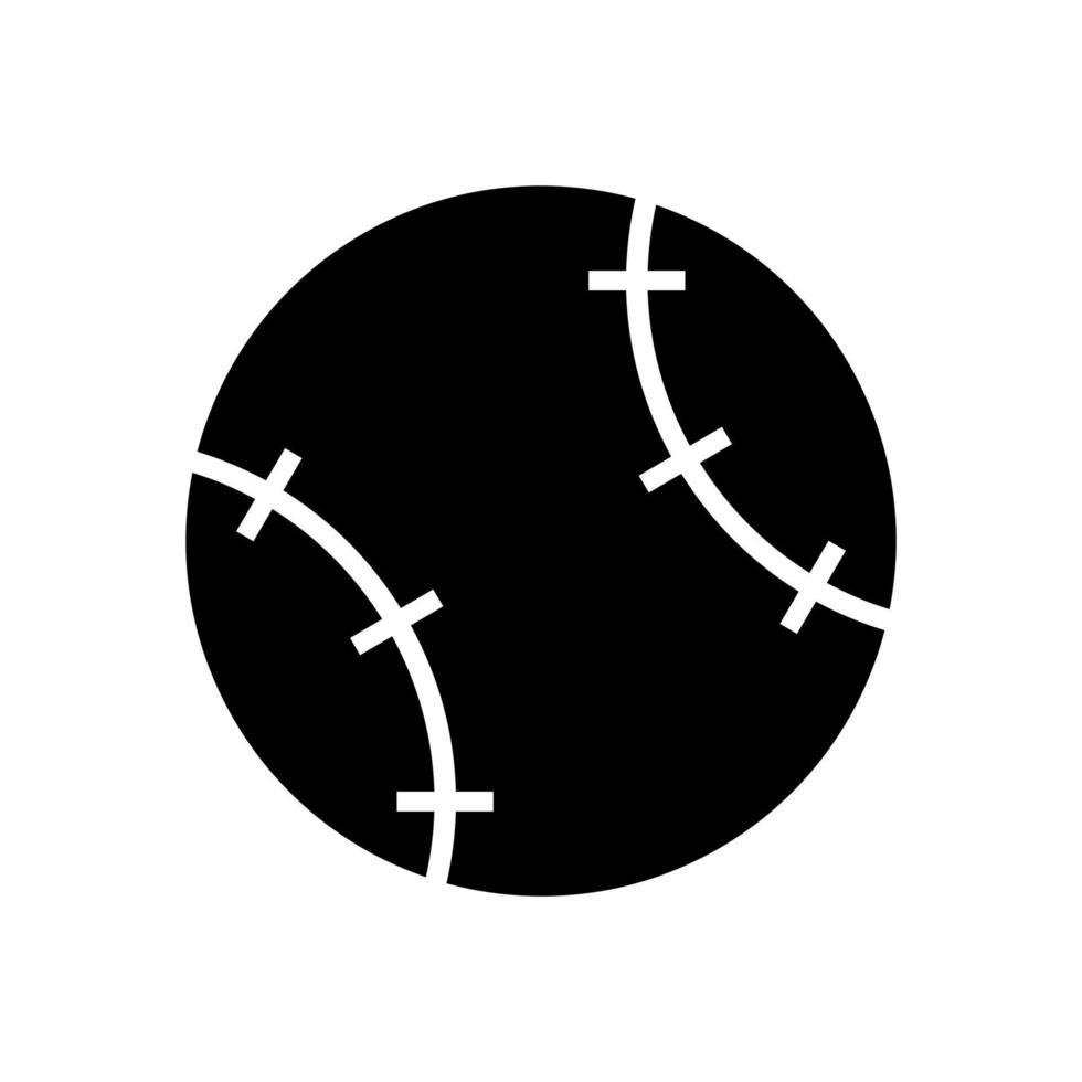 Symbol für schwarze Farbe des Baseballballs. vektor