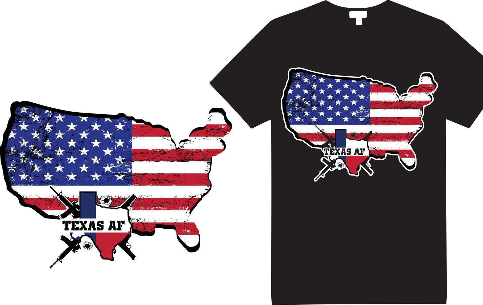 amerika och texas t-shirt design med pistol och gevär vektor