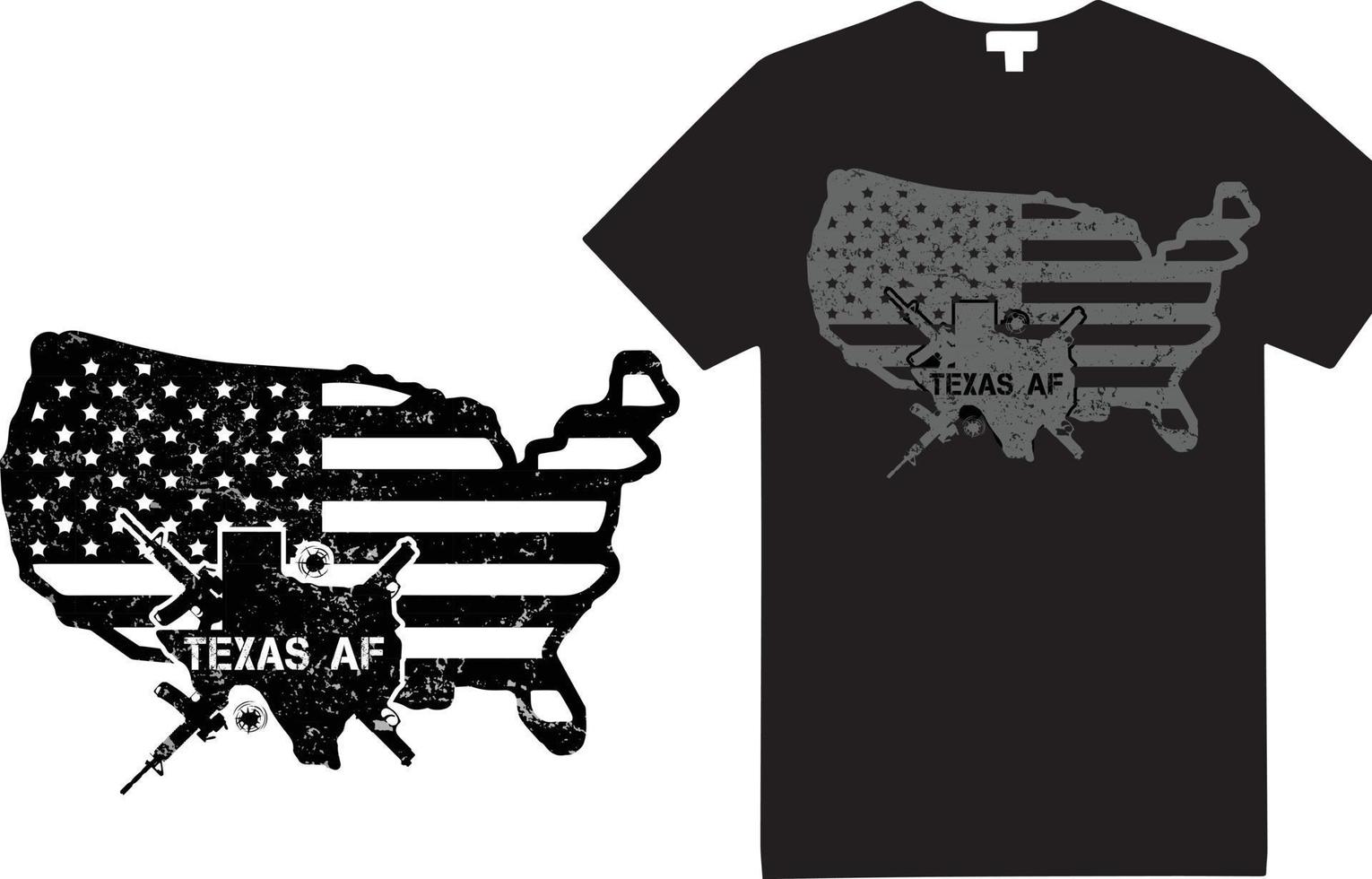 amerika och texas t-shirt design med pistol och gevär vektor