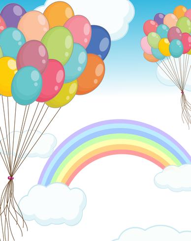 Bakgrundsscen med ballonger i himlen vektor