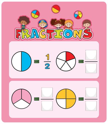 Arbeitsblattvorlage für mathematische Fraktionen vektor