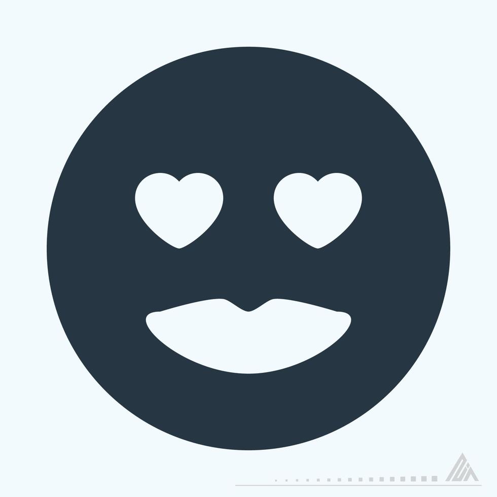 icon emoticon love - glyph stil bra för utskrift vektor