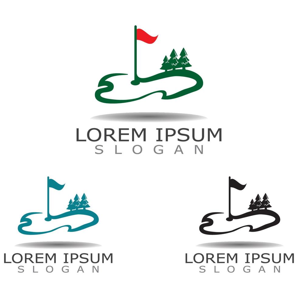 golffält vektor illustration, golf logotyp, sport design på vit bakgrund