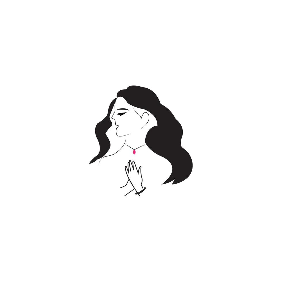 Frau Gesicht Silhouette Charakter Illustration Logo Symbol Vektor