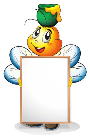 En whiteboard med en honungsbin på baksidan vektor