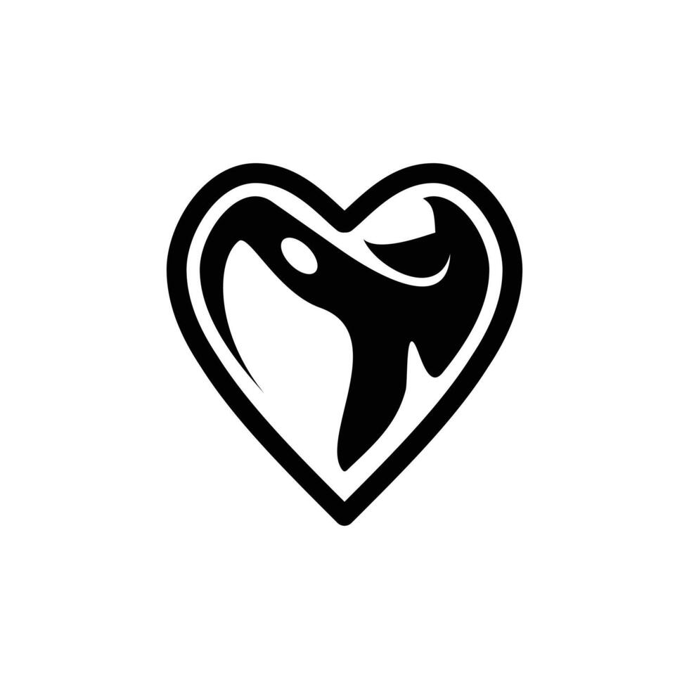 logo orca liebe schwarz-weiß cartoon symbol symbol vektor