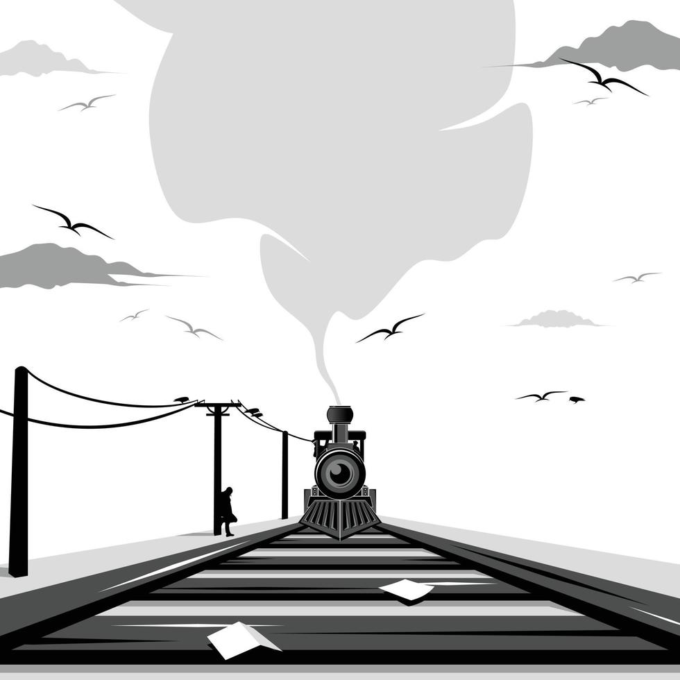 vektor Visa främre lokomotivet på järnväg vektor illustration