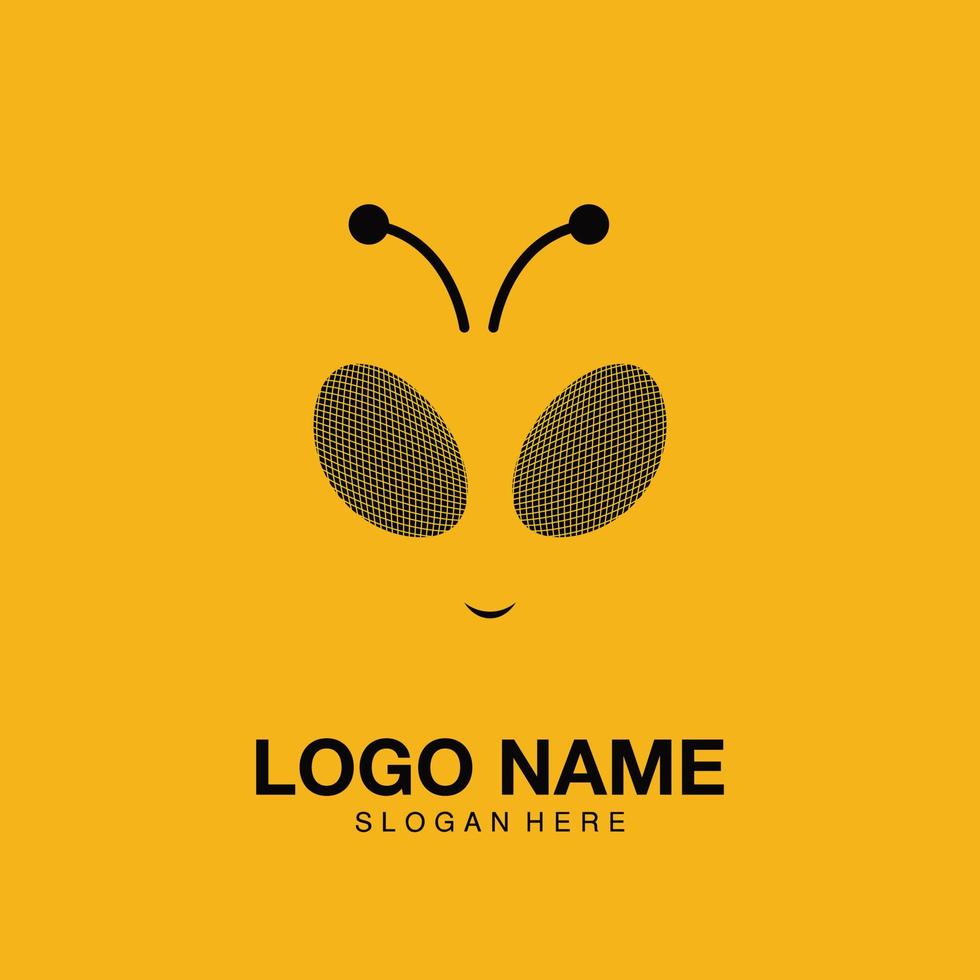 logotyp huvud bee minimalistisk ikon vektor symbol platt design