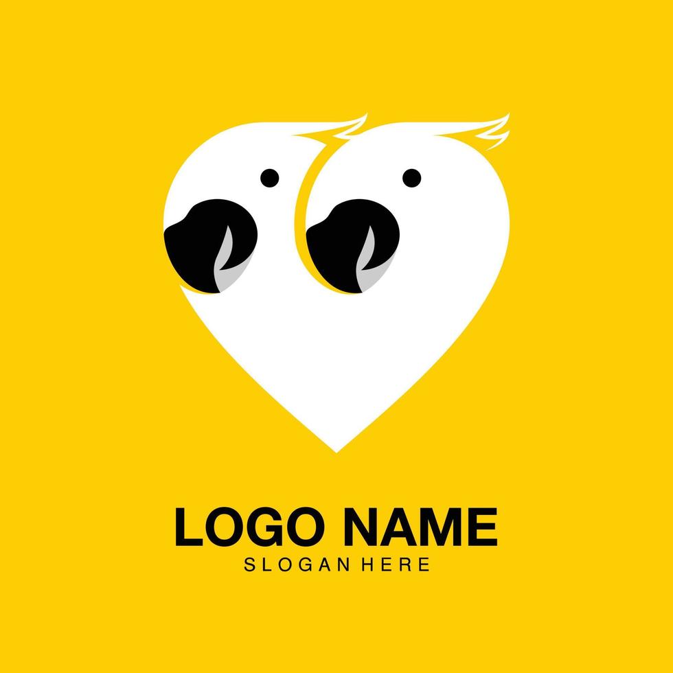 Logo Liebe Paare Kakadu minimalistisch Symbol Vektor Symbol flache Bauweise