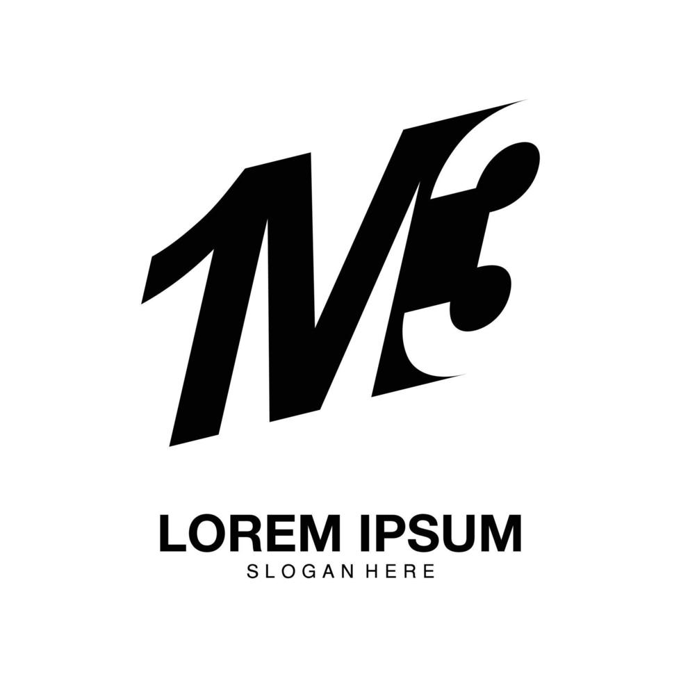 logotyp bokstav och nummer 1 m 3 minimalistisk ikon vektor symbol platt design