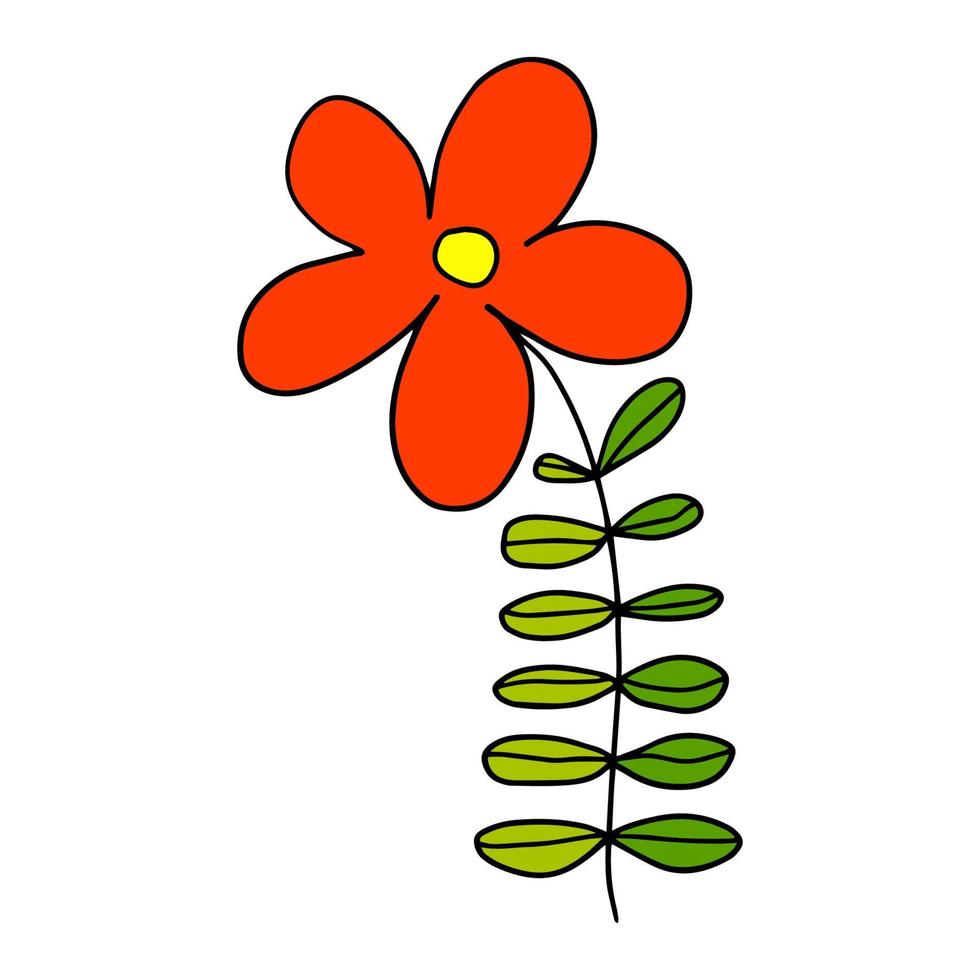 söt abstrakt cartoacolorful fantasy doodle tecknad blomma isolerad på vit bakgrund. på doodle ClipArt isolerade på vitt vektor