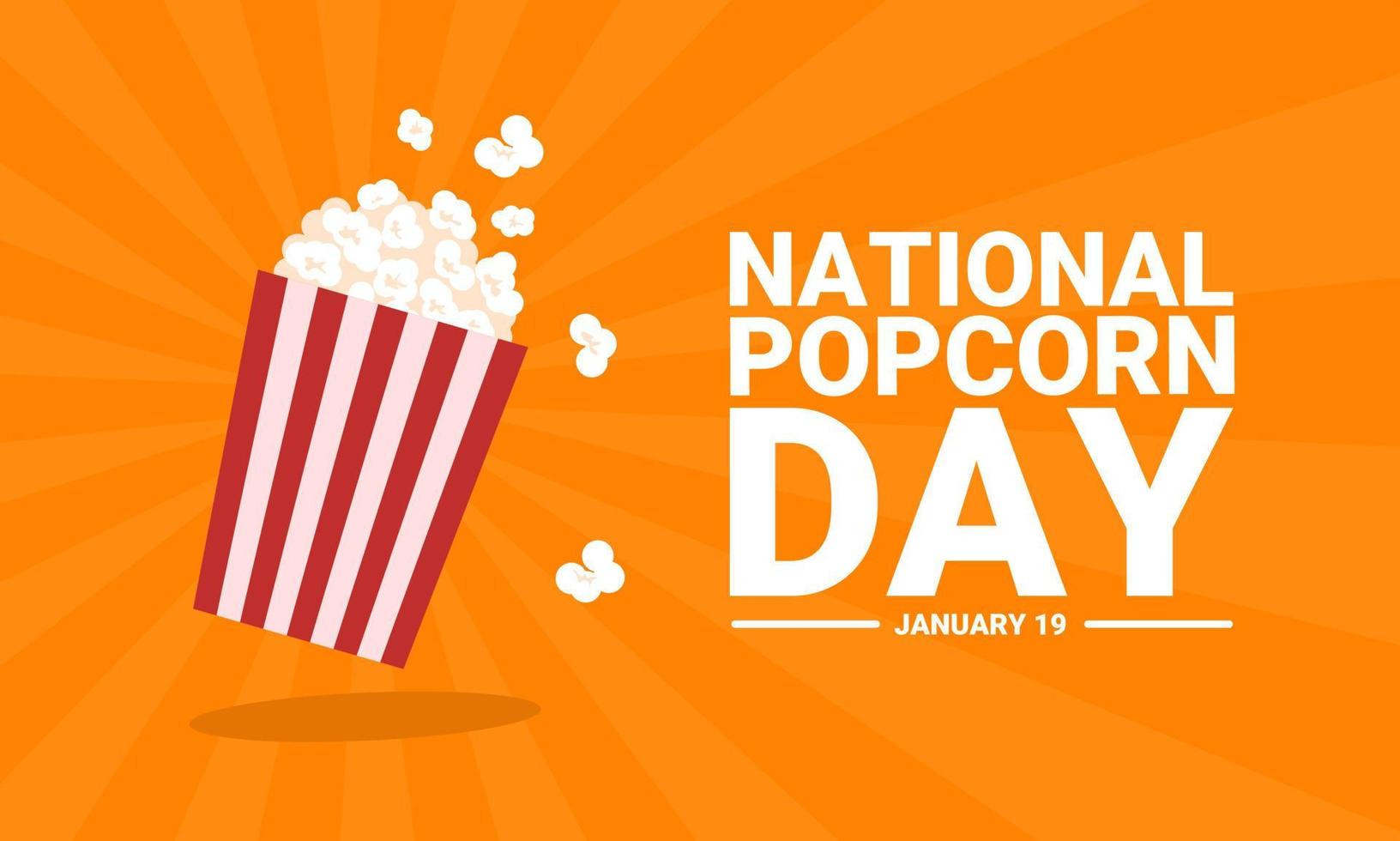 Popcorn isoliert auf gelbem Hintergrund. Kino-Ikone im flachen Stil. Snack. große rot-weiße Streifenbox. als nationales Popcorn-Tagesbanner. vektor
