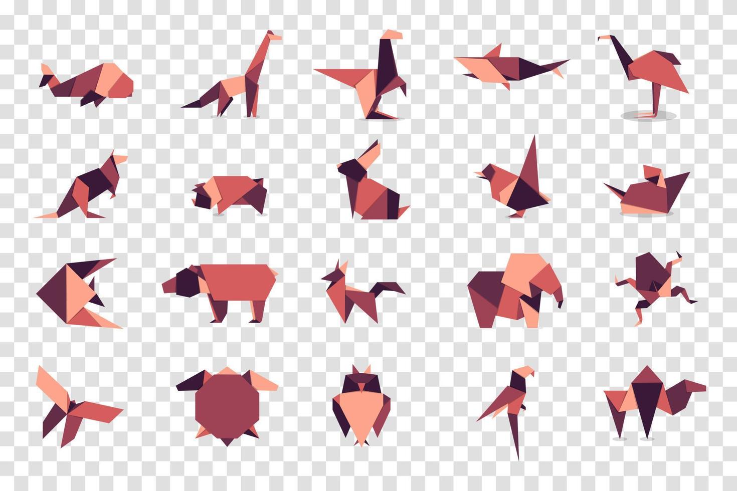 set djur origami. djur origami vektor. abstrakt djur logotyp design. djur origami. vektor illustration