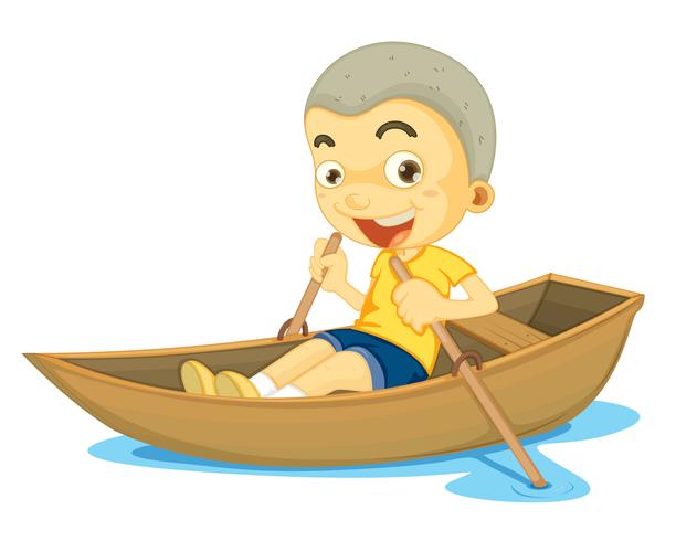 en pojke i en båt vektor