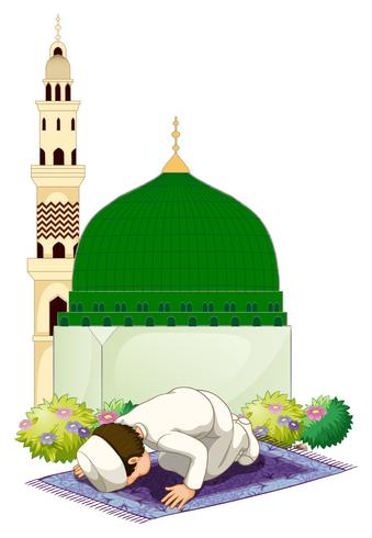 Muslimsk man som ber i moskén vektor