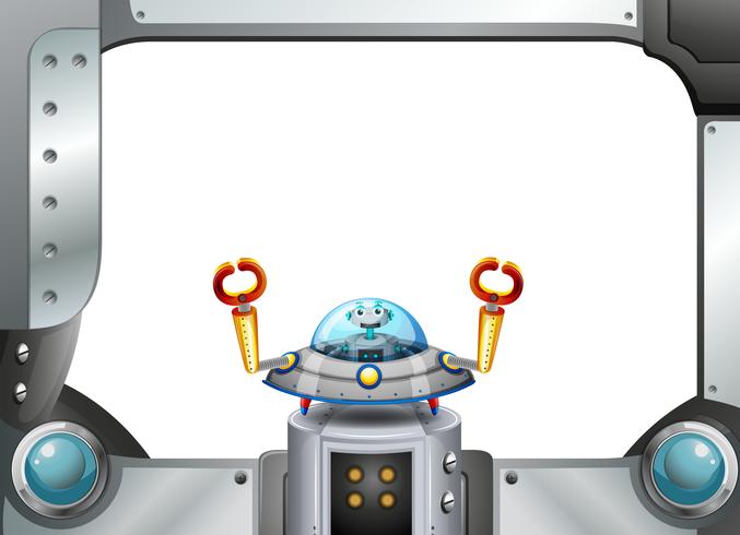 Ein Metallrahmenrand mit einem Roboter innerhalb einer Untertasse vektor