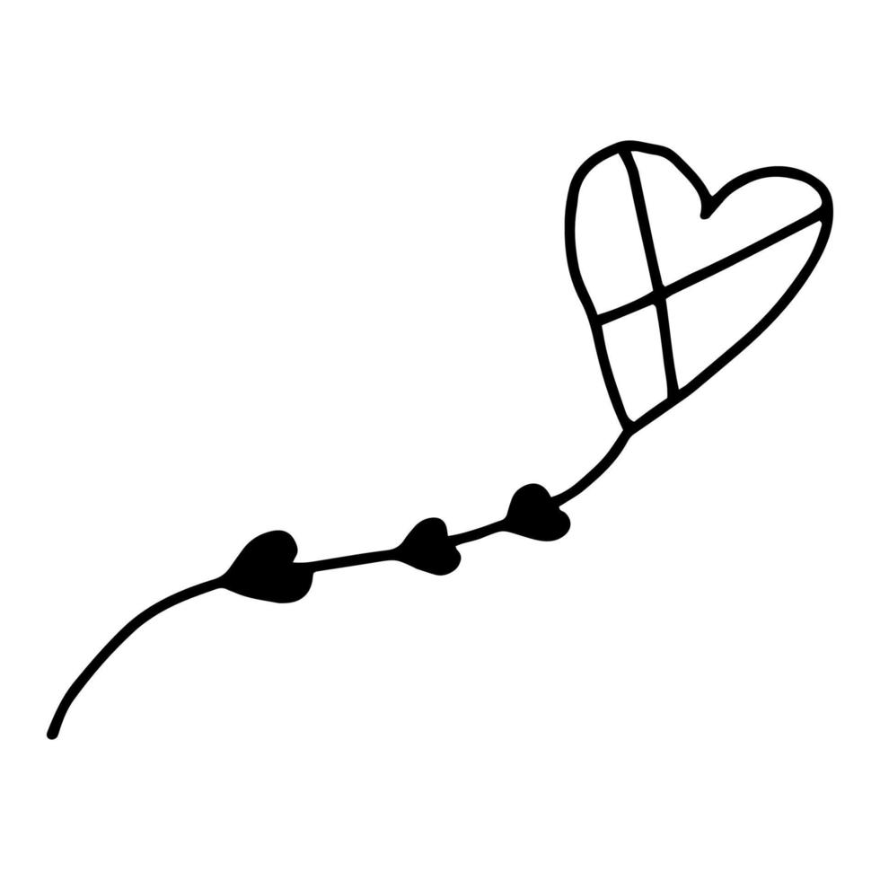 ein Drachen in Form eines Herzens. hand gezeichnete strichzeichnung.kritzeleien.romantisches geschenk.liebhaber, valentinstag. herz, liebe.vektor vektor