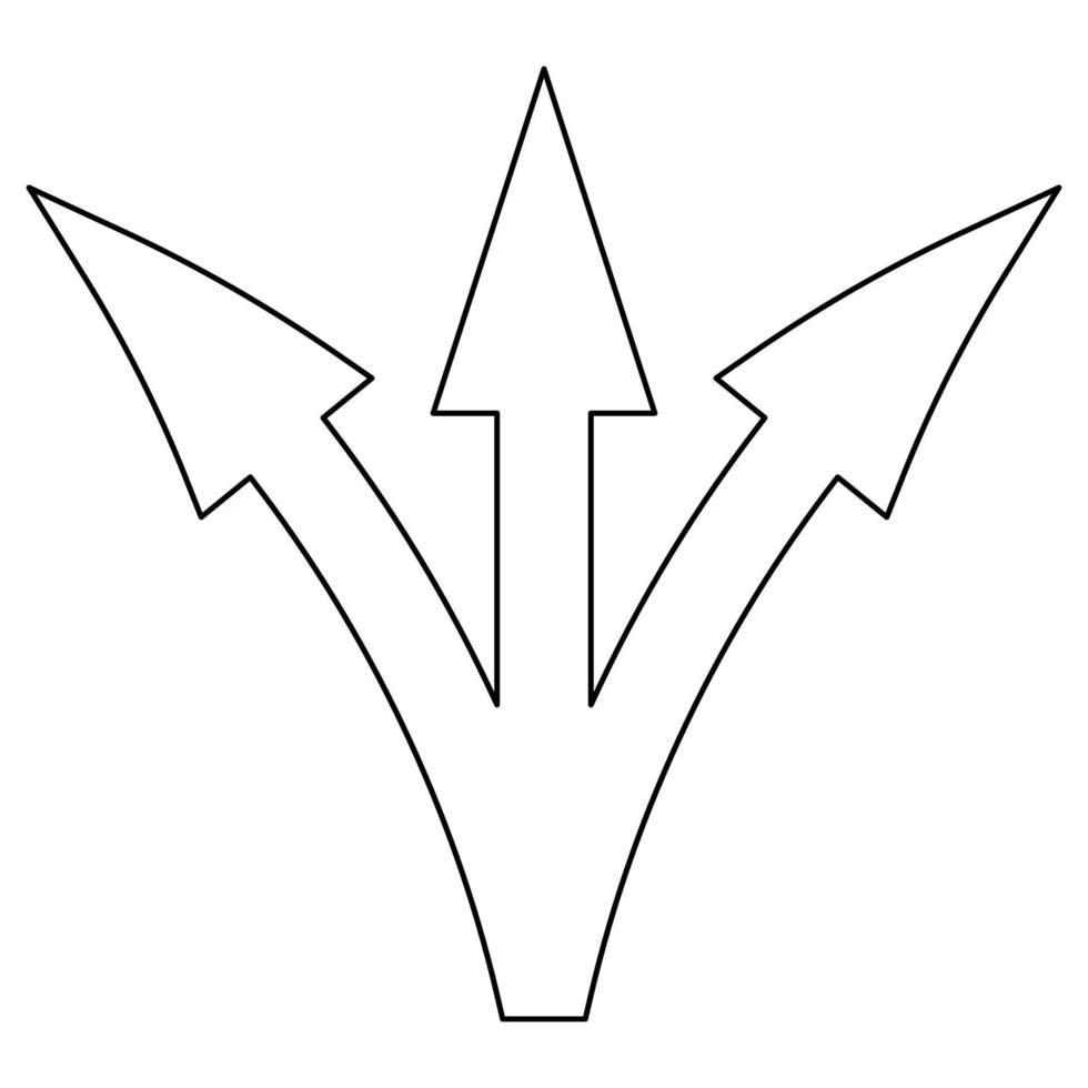 Drei-Wege-Richtungspfeil-Symbol schwarze Farbvektorillustration. vektor