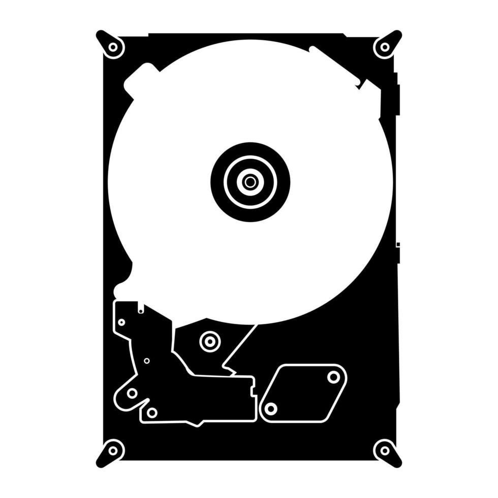 Festplatte Symbol schwarz Farbe Vektor Illustration Bild flachen Stil