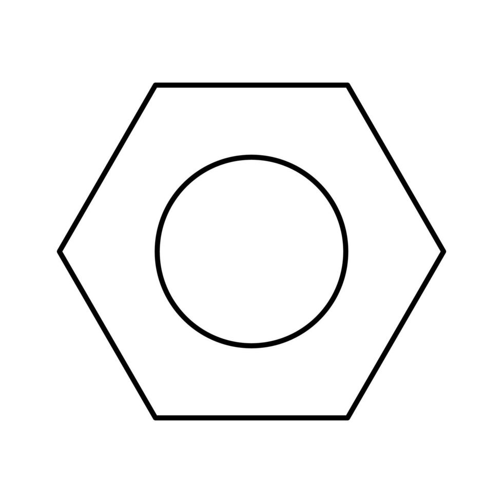 Sechskantmutter schwarzes Farbsymbol . vektor