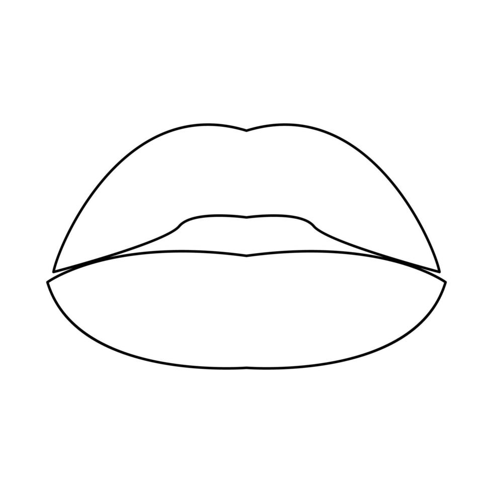 Lippenstift oder Lippen Symbol Farbe schwarz Vector Illustration.