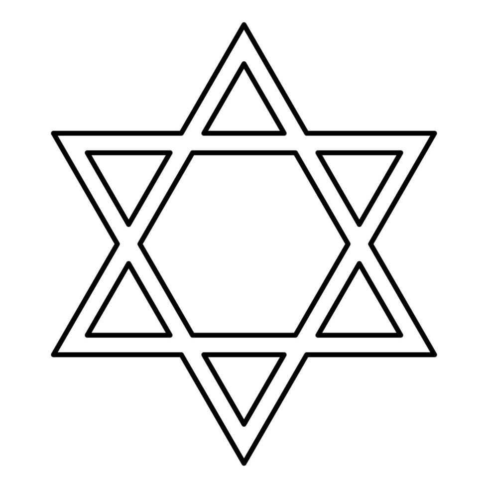 Symbol für die schwarze Farbe des jüdischen Davidsterns. vektor