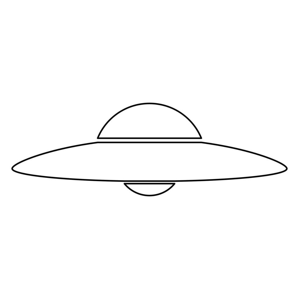 ufo. flygande tefat ikon svart färg vektorillustration. vektor