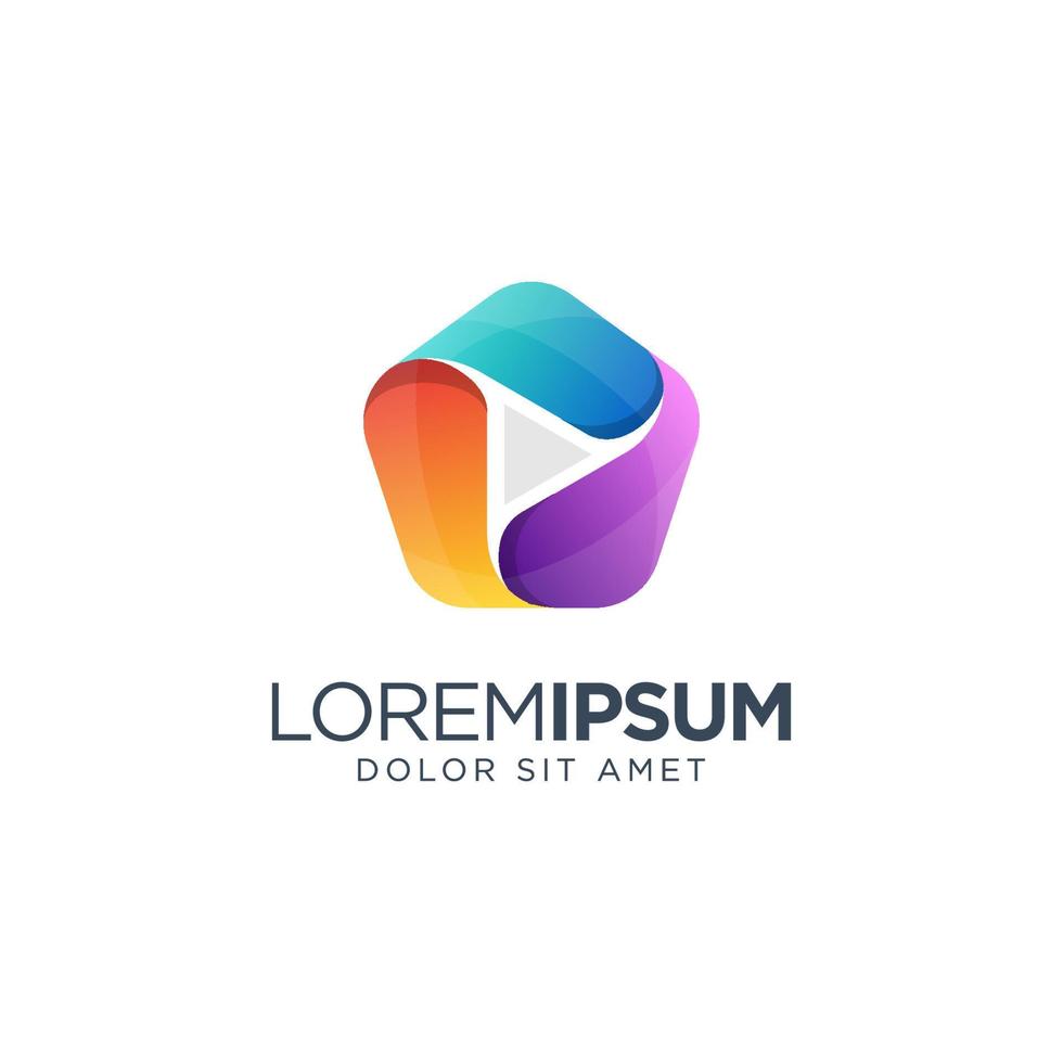 media logotyp design med färgglad och gradient stil vektor