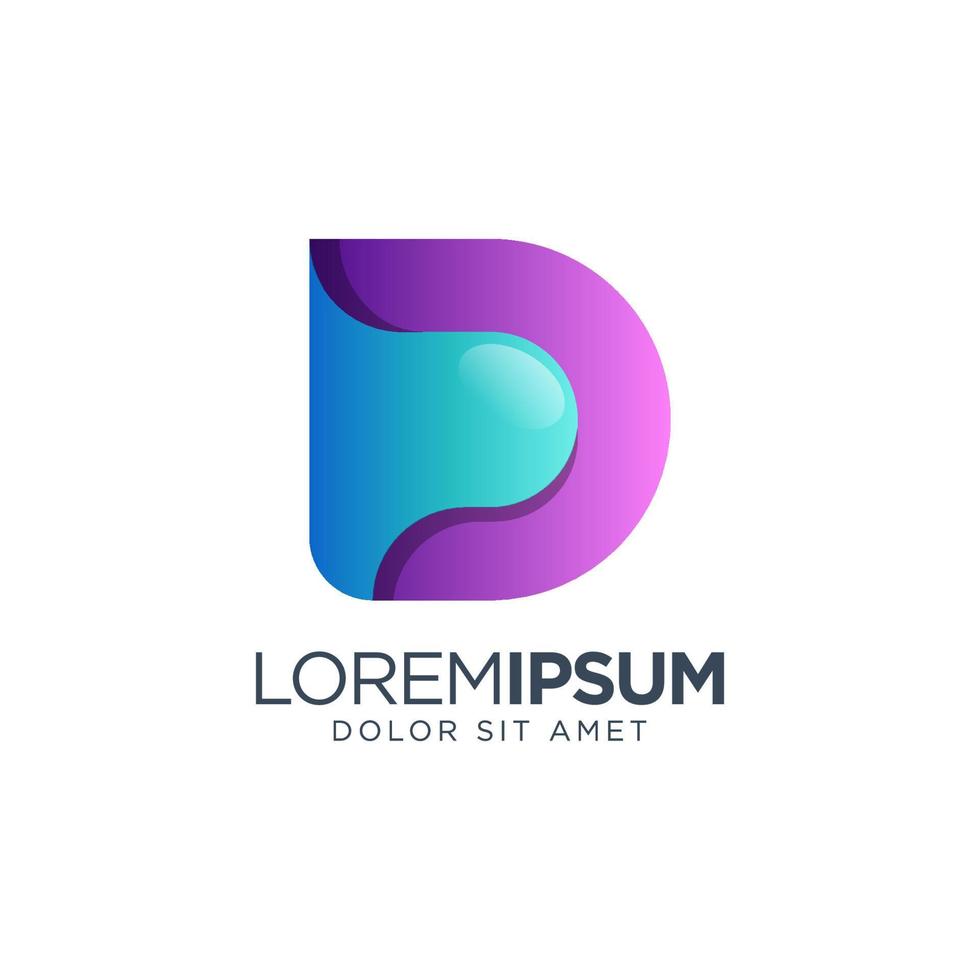 bokstaven d gradient logotypdesign vektor