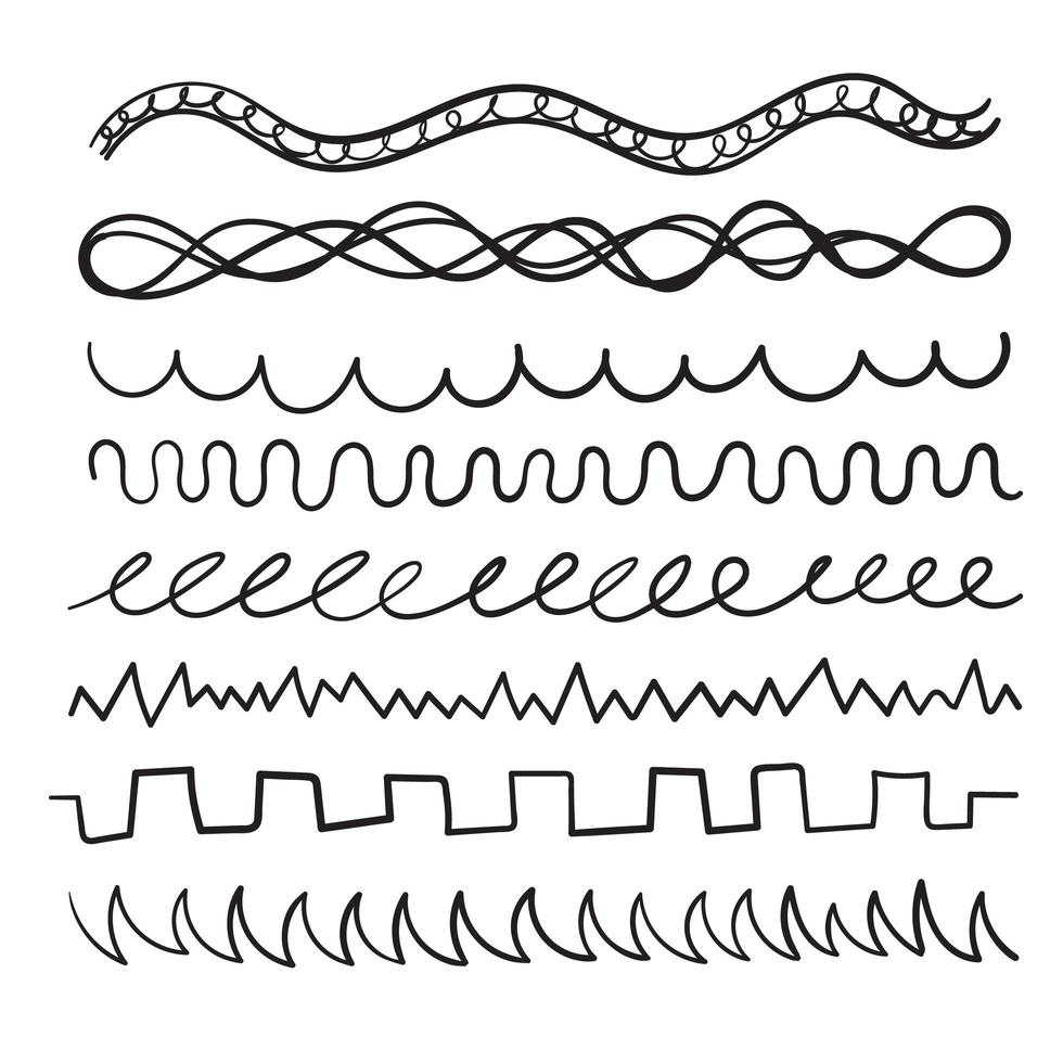 gekritzelte Linien und Striche in verschiedenen Stilen und Formaten vektor