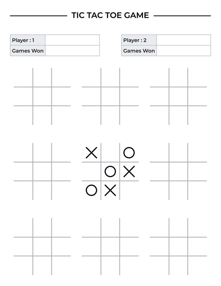 Tic Tac Toe Spiel Papierblatt vektor