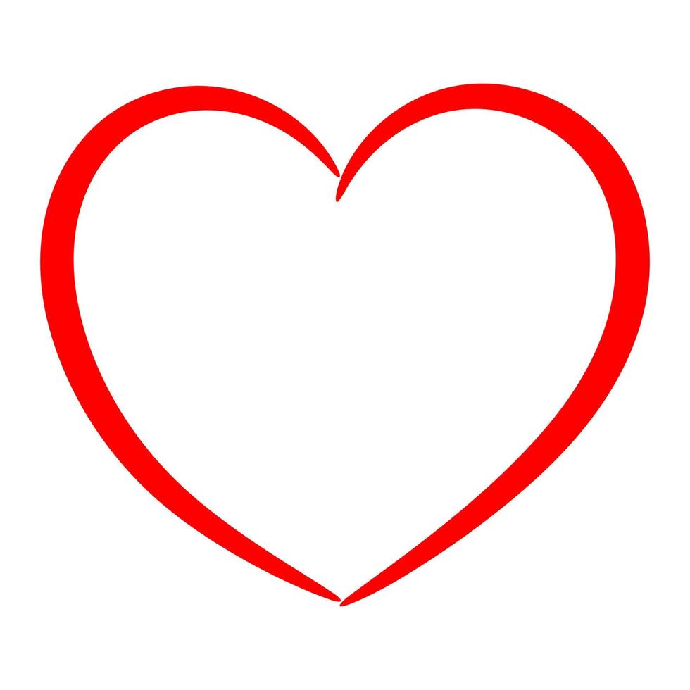 rött hjärta ritat med en borste. vektor