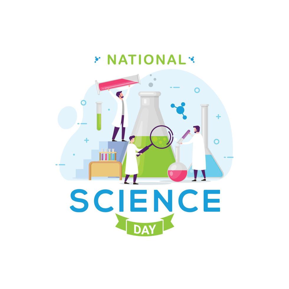 National Science Day Banner Gruß Feier Vektorgrafik vektor