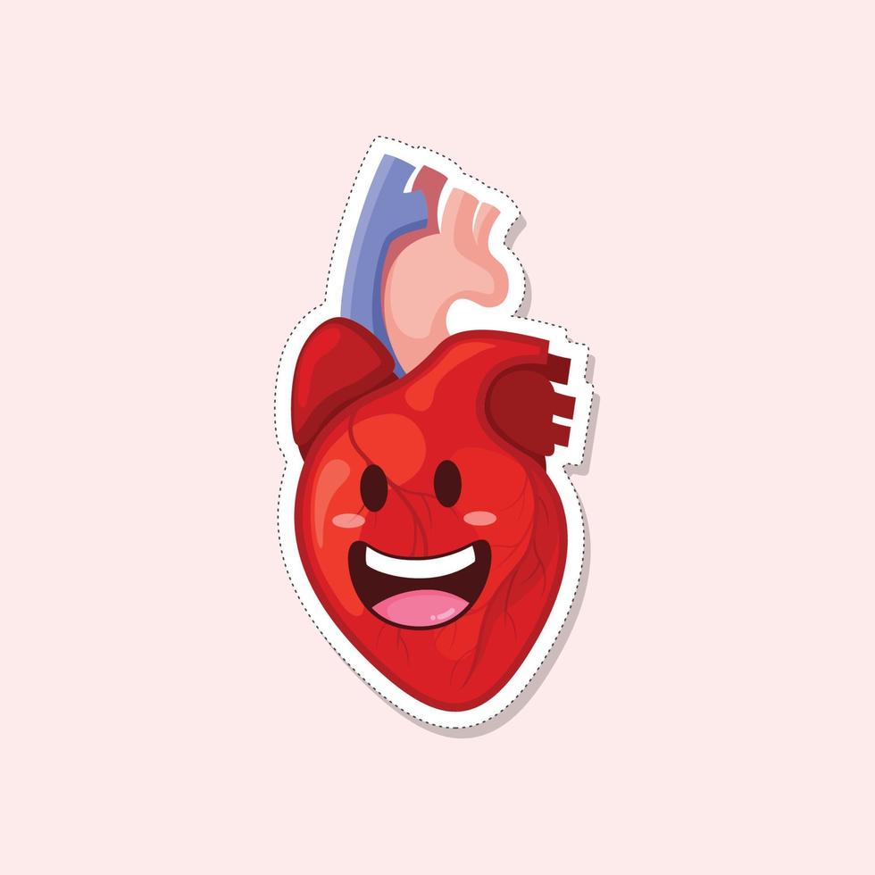 Herz lustige menschliche innere Organe Aufkleber Vektor Illustration