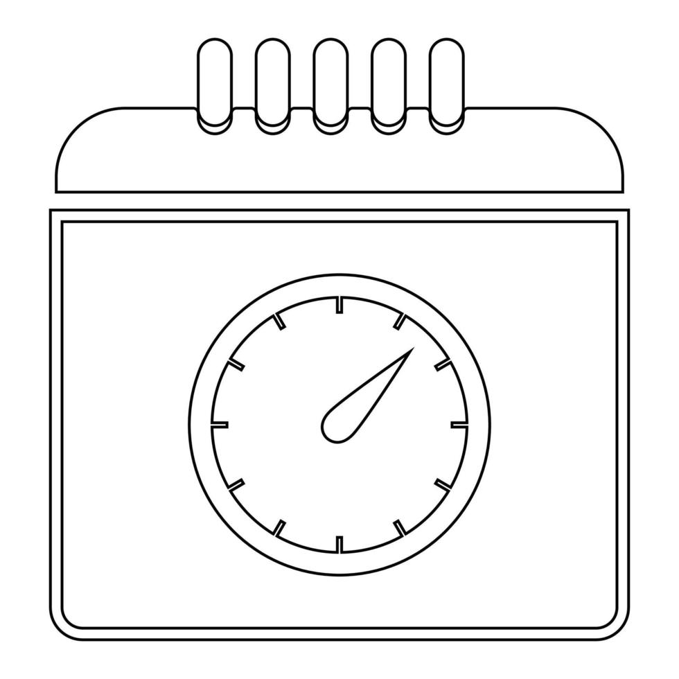 Kalender mit einer Uhr das schwarze Farbsymbol vektor