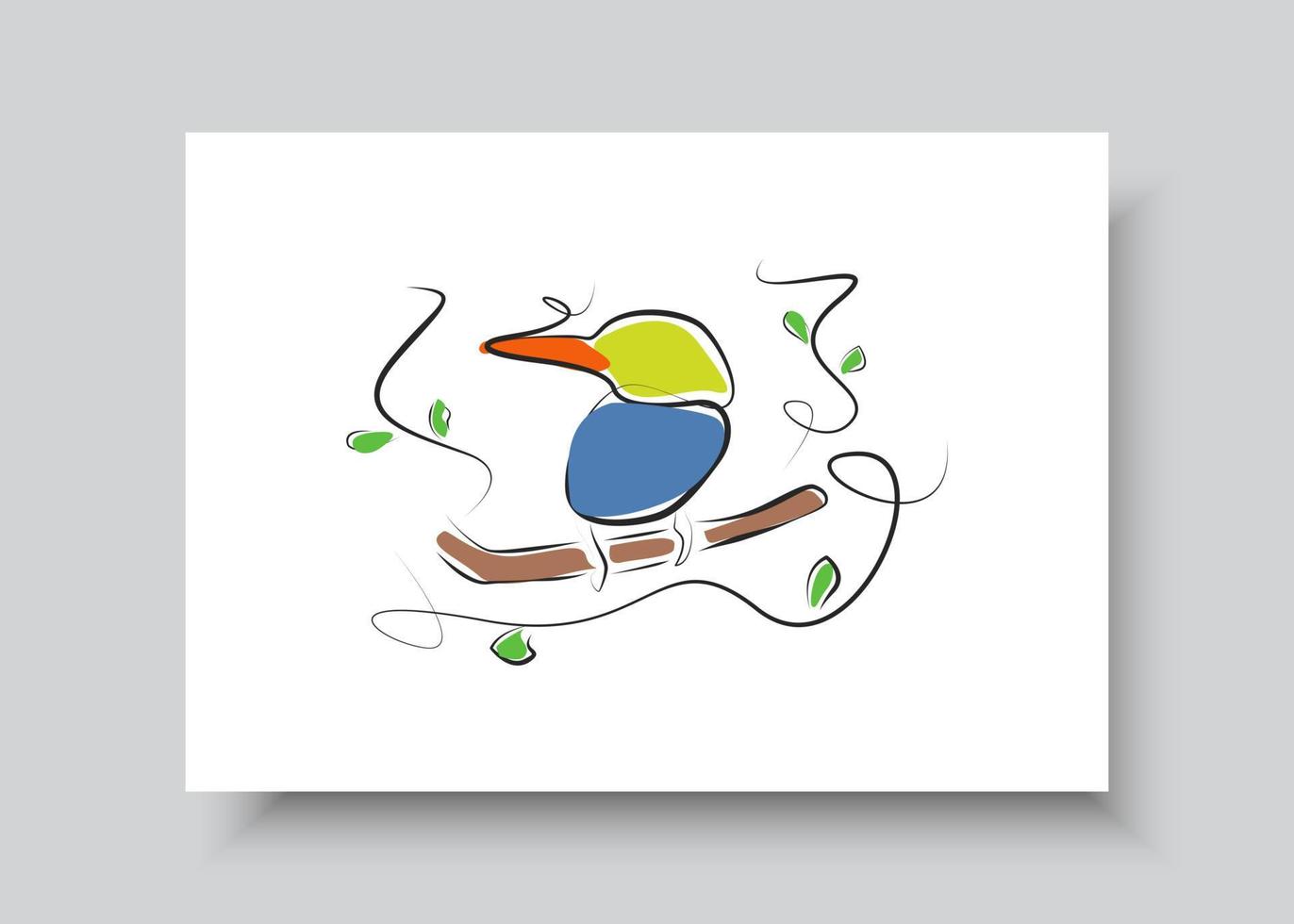 Strichzeichnungen des Vogels. abstrakte handgezeichnete Vektorillustration. abstraktes Pflanzenkunstdesign für Druck, Wohnkultur, Cover, Tapete, minimale und natürliche Wandkunstplakate vektor