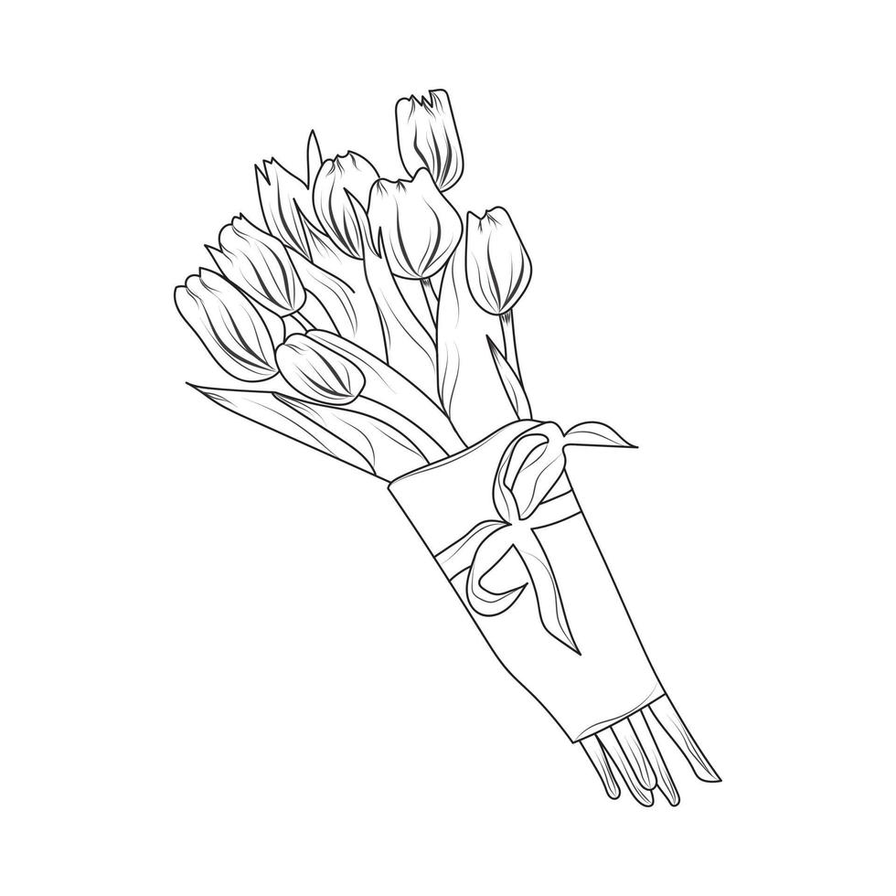 linjekonst av skiss blomma. abstrakt handritad vektorillustration. abstrakt växtkonstdesign för tryck, heminredning, omslag, tapeter, minimala och naturliga väggkonstaffischer vektor