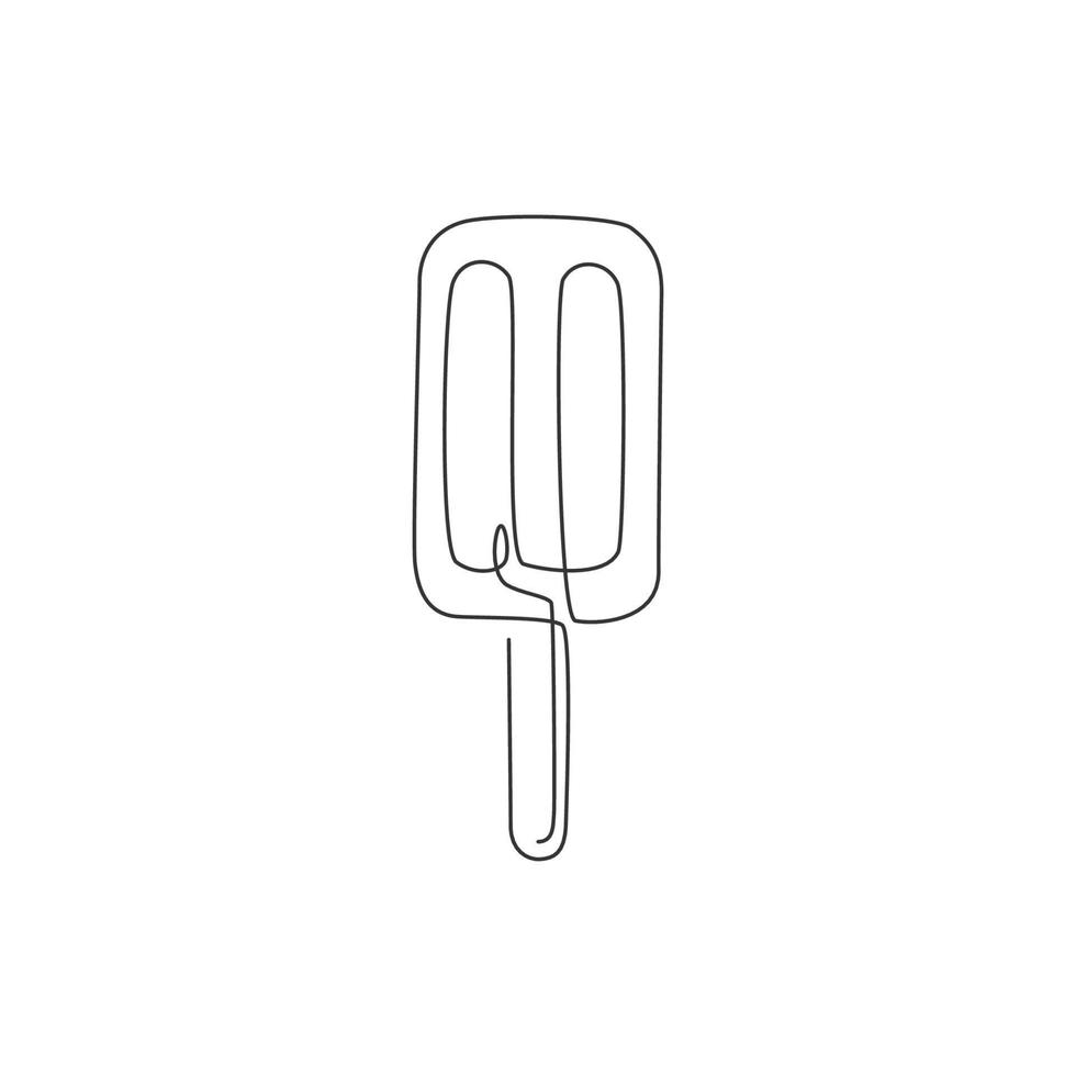 en enda linjeteckning av färska söta popsicles butik logotyp vektorgrafisk illustration. glasspinne café meny och restaurang märke koncept. modern kontinuerlig linjeritning design street food logotyp vektor