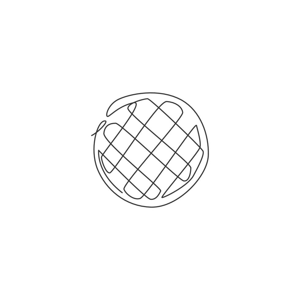 en enda linjeteckning av färska våfflor butik logotyp vektorgrafisk illustration. frukost mat café meny och restaurang märke koncept. modern kontinuerlig linjeritning design street food logotyp vektor