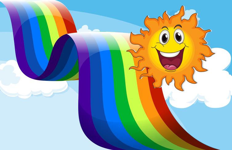 Eine fröhliche Sonne in der Nähe des Regenbogens vektor