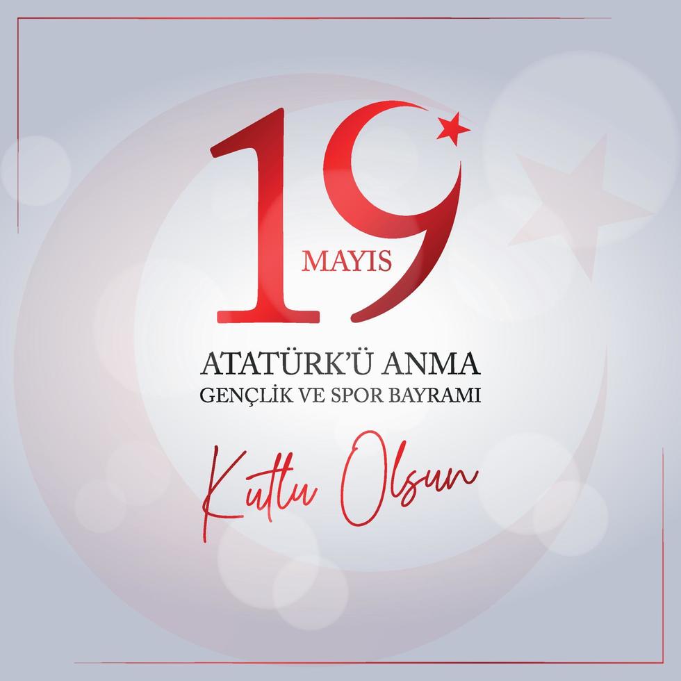 19 mayis ataturk'u anma, genclik ve spor bayrami. 19. mai gedenken an atatürk, jugend- und sporttag. vektor