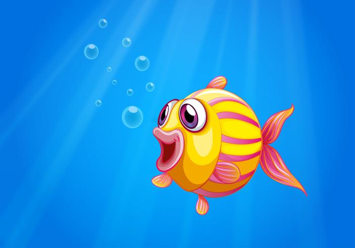 Ein bunter Luftblasenfisch unter dem Meer vektor
