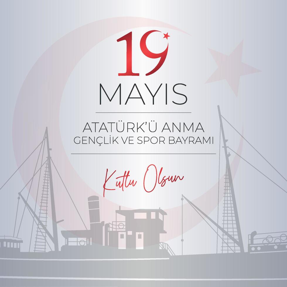 19 mayis ataturk'u anma, genclik ve spor bayrami. 19. mai gedenken an atatürk, jugend- und sporttag. vektor