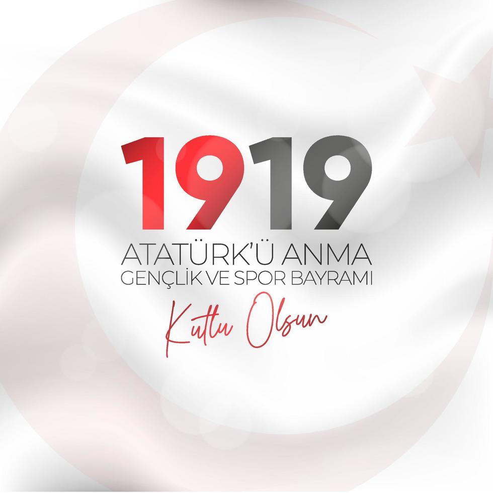 19 mayis ataturk'u anma, genclik ve spor bayrami. 19. mai gedenken an atatürk, jugend- und sporttag. vektor