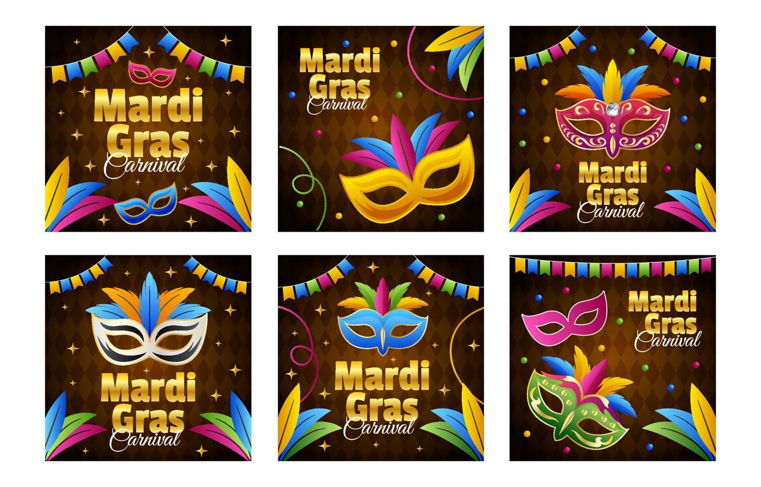 Mardi gras inlägg på sociala medier vektor