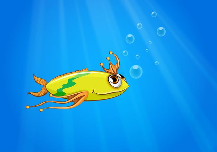 En gul fisk som simmar under havet vektor